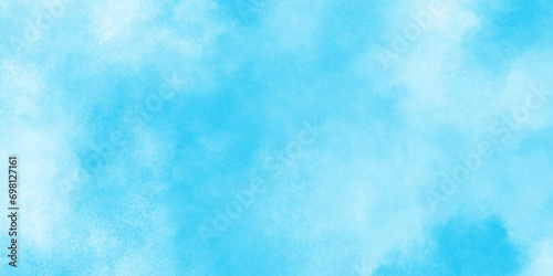 painted white clouds with pastel blue sky, Brush paint blue paper textured canvas element with clouds, blue sky with clouds background, abstract watercolor background illustration.