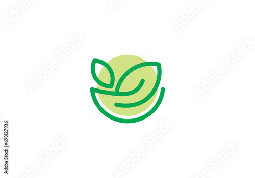 leaf with bowl logo design. nature food health restaurant food icon symbol template