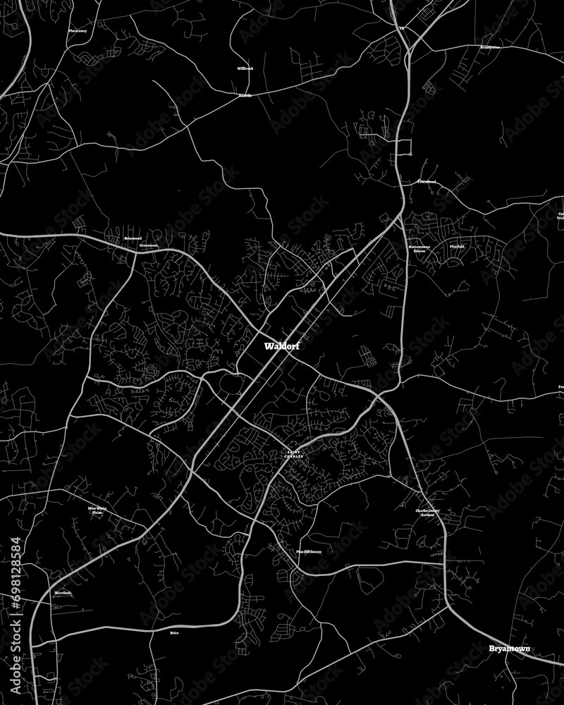 Waldorf Maryland Map, Detailed Dark Map of Waldorf Maryland Stock