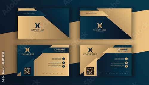 Gradient golden luxury horizontal business card template
