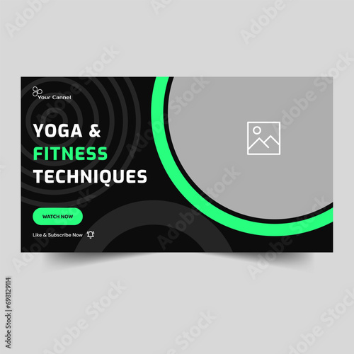 Multipurpose fitness body video cover banner design, fitness training tips tutorial banner design, customizable vector eps 10 file format