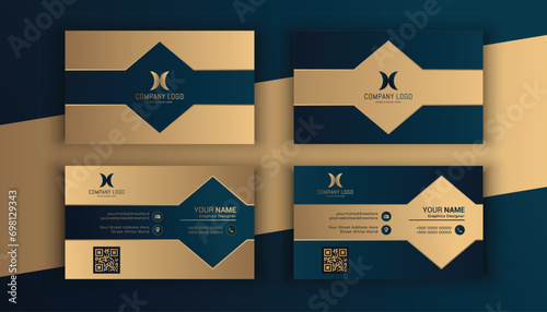 Gradient golden luxury horizontal business card template