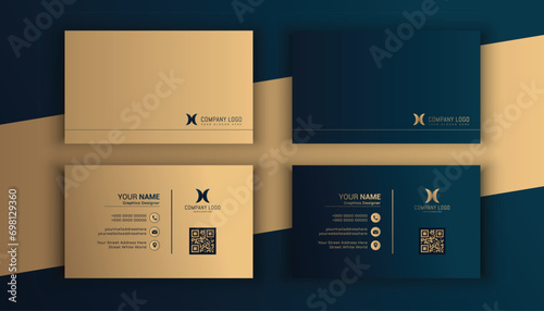 Gradient golden luxury horizontal business card template