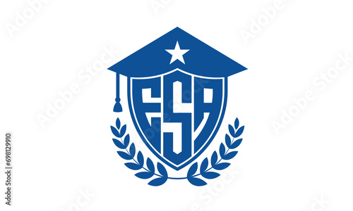 ESA three letter iconic academic logo design vector template. monogram, abstract, school, college, university, graduation cap symbol logo, shield, model, institute, educational, coaching canter, tech
