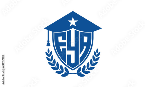 EYA three letter iconic academic logo design vector template. monogram, abstract, school, college, university, graduation cap symbol logo, shield, model, institute, educational, coaching canter, tech photo
