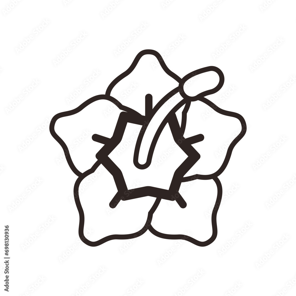 Hibiscus Flower Outline Icon