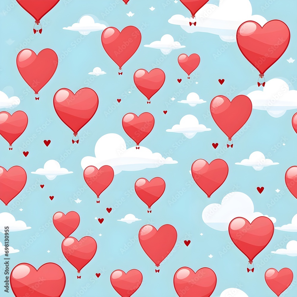 Heart balloon for valentine with seamless pattern
