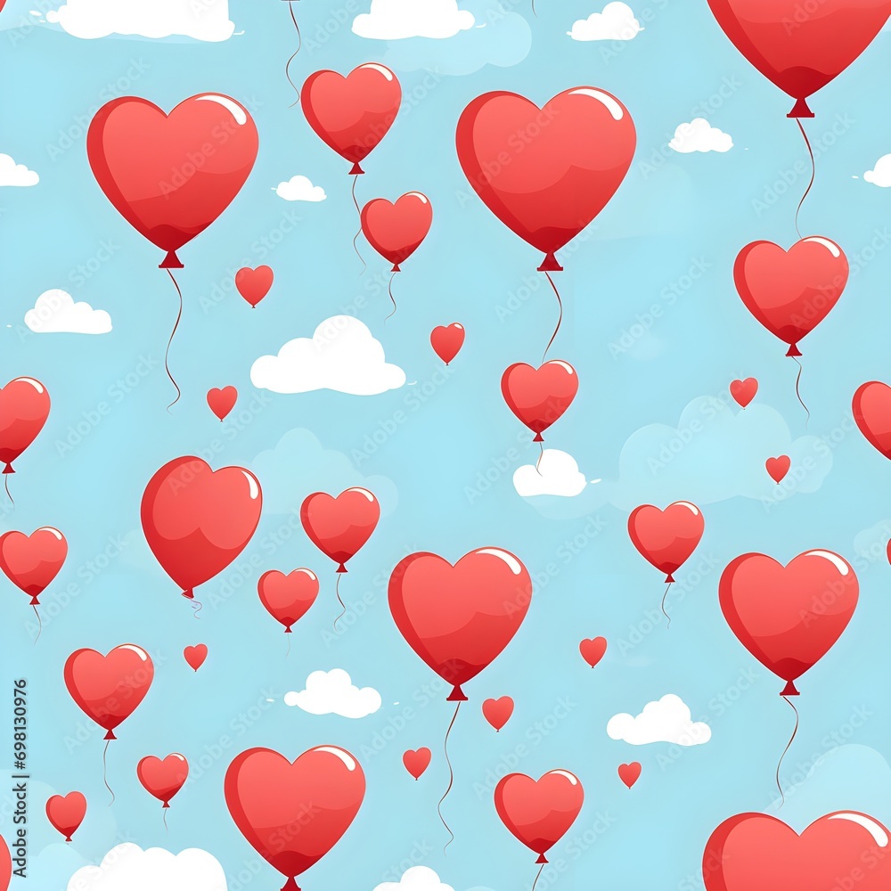 Heart balloon for valentine with seamless pattern