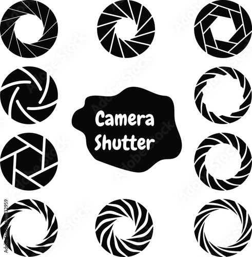 Camera shutter màu đỏ. Red lens aperture. Different diaphragm petals. Lomography optic objectives. Photographic focus round signs. Optical zoom. 
