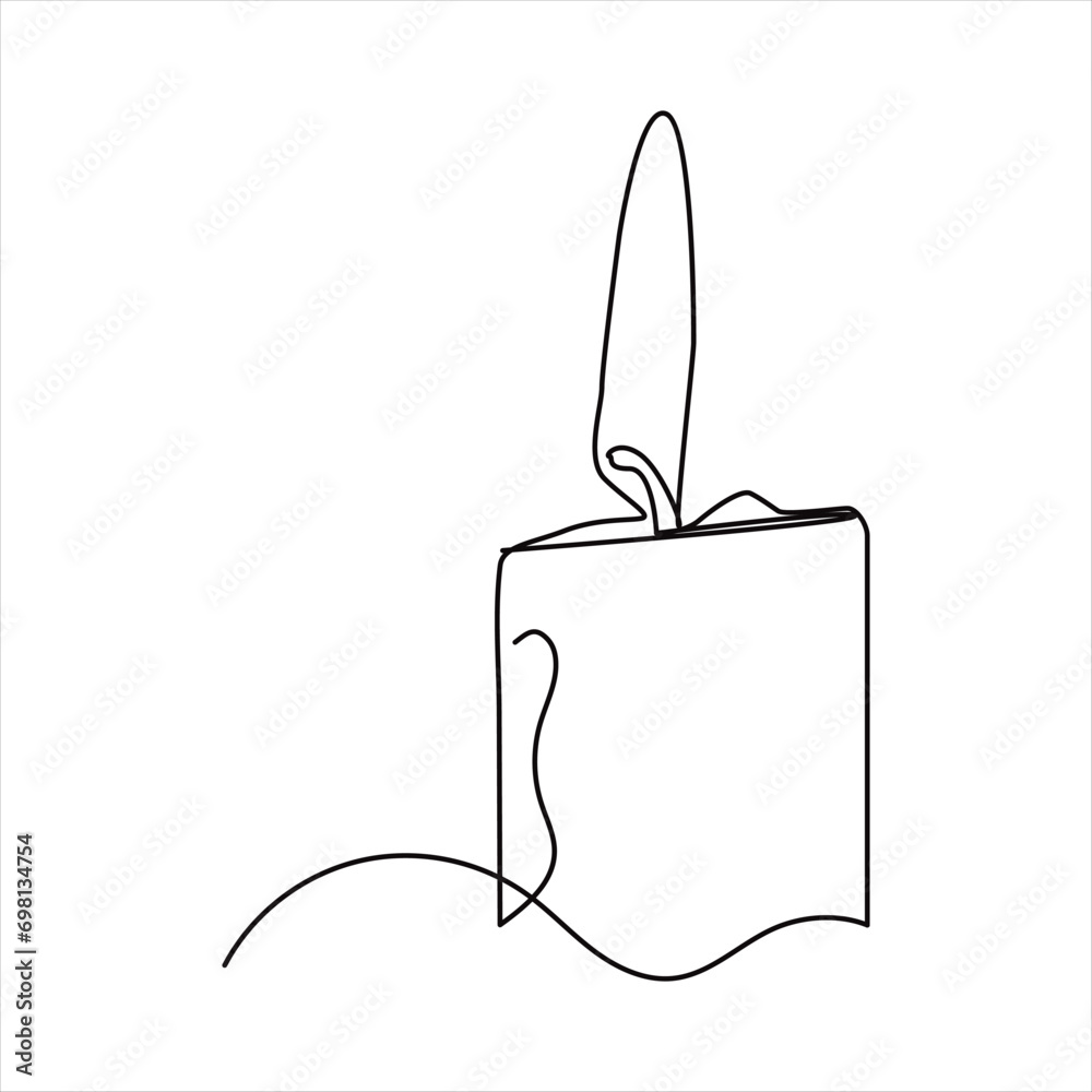 Naklejka premium candle continuous line drawing art. one line drawing background. vector illustration