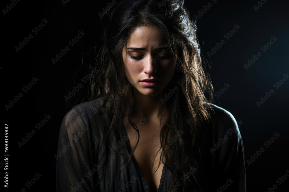 Upset unhappy young woman depressed