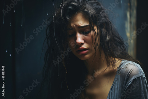 Upset unhappy young woman depressed