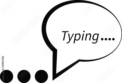 Speech Bubble, Message Typing Icon. Comic Hand Drawn Chat Box. Transparent Background.