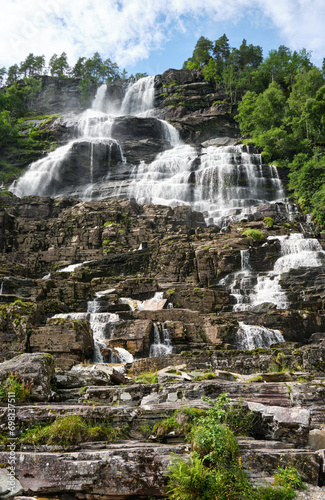 waterfall in the mountains in norway