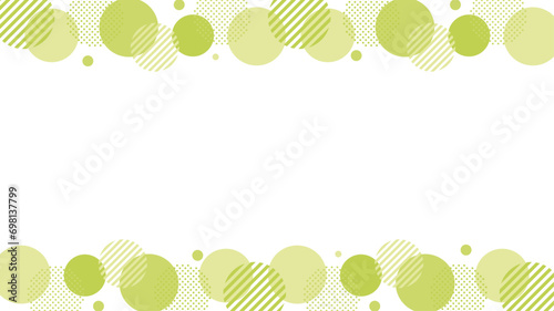 水玉　黄緑　フレーム  幾何学　上下