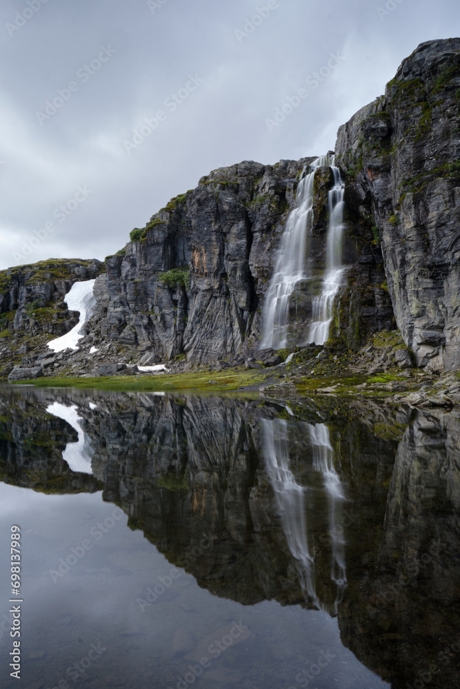 waterfall in the mountains in norway