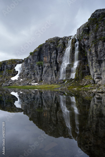 waterfall in the mountains in norway