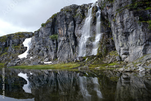 waterfall in the mountains in norway