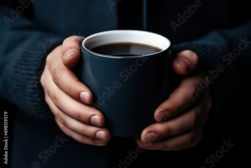 An image of a person's hands cradling a coffee cup, the steam rising and mingling with the morning light, symbolizing the comforting ritual of waking up with a cup of jo
