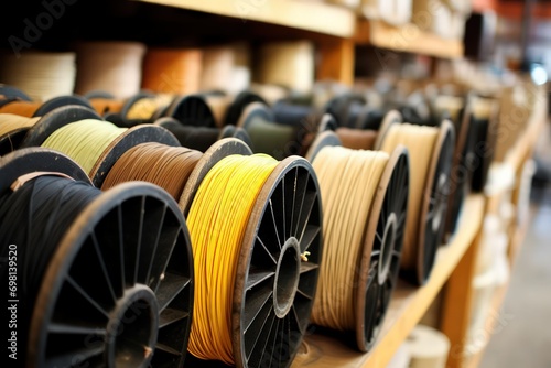 An image of 3D printer filament spools labeled with innovative materials like wood, metal, and flexible filaments, highlighting the continuous advancements in printing technolog