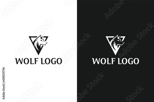 Wolf silhouette and wolf face logo design icon vector