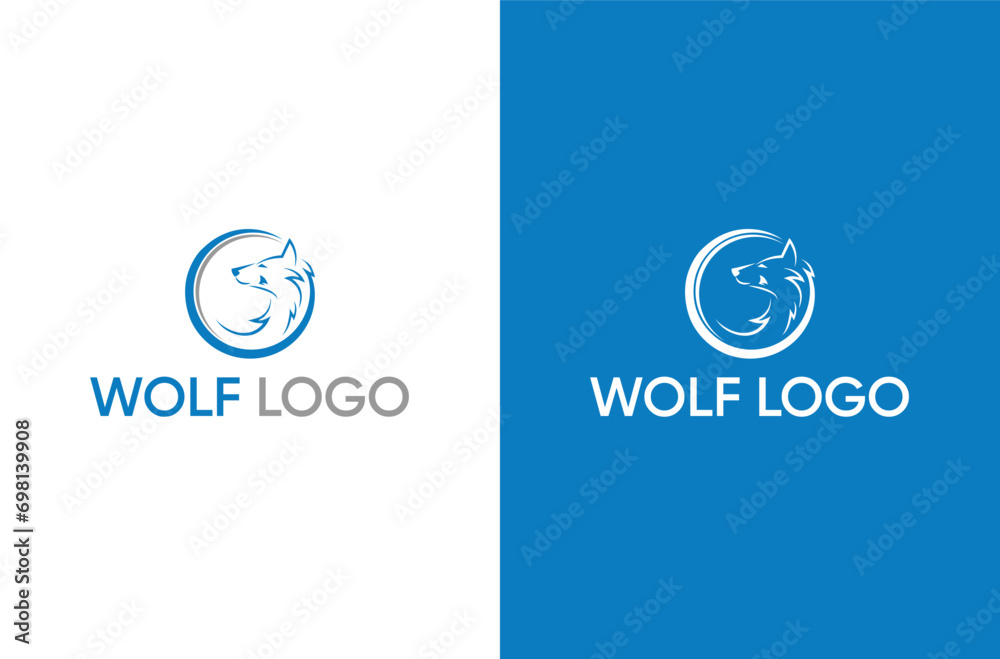 Wolf minimalist logo and Round wolf face design icon vector Wolf minimalist logo and Round wolf face design icon vector