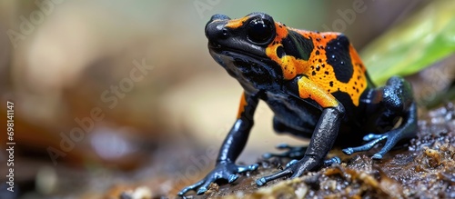 Lehmann's poison frog, scientifically known as Oophaga lehmanni. photo