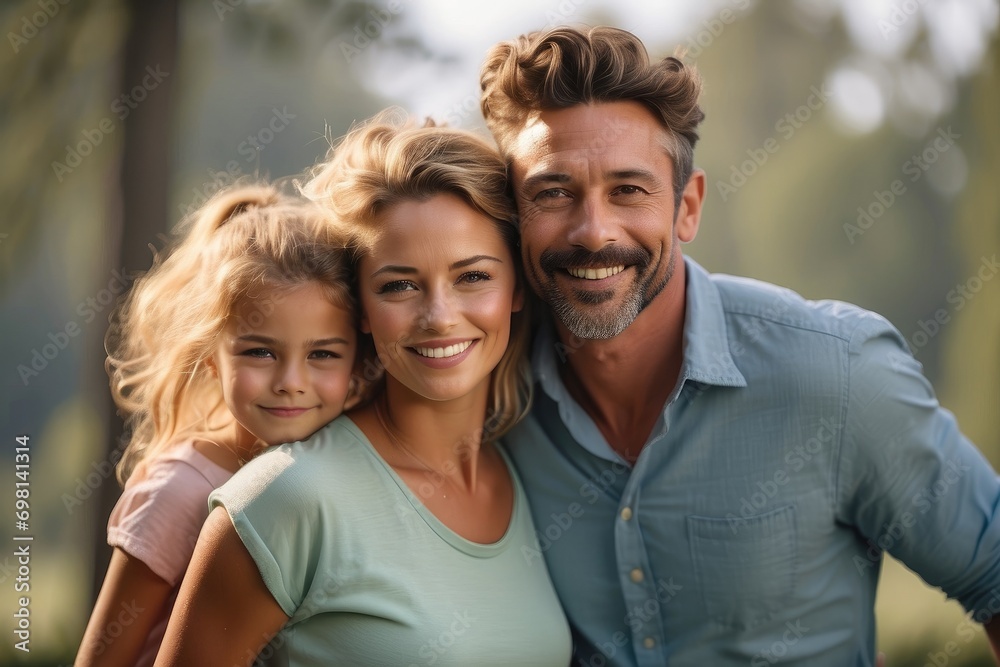 portrait of a happy family straight couple with daughter young children piggyback ride smiling happy generative ai portrait of a happy family straight couple with daughter young children piggyback ride smiling happy generative ai