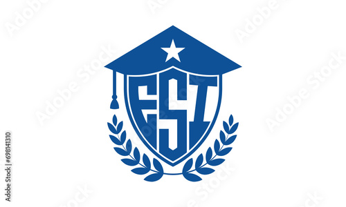 ESI three letter iconic academic logo design vector template. monogram, abstract, school, college, university, graduation cap symbol logo, shield, model, institute, educational, coaching canter, tech