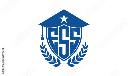 ESS three letter iconic academic logo design vector template. monogram, abstract, school, college, university, graduation cap symbol logo, shield, model, institute, educational, coaching canter, tech photo