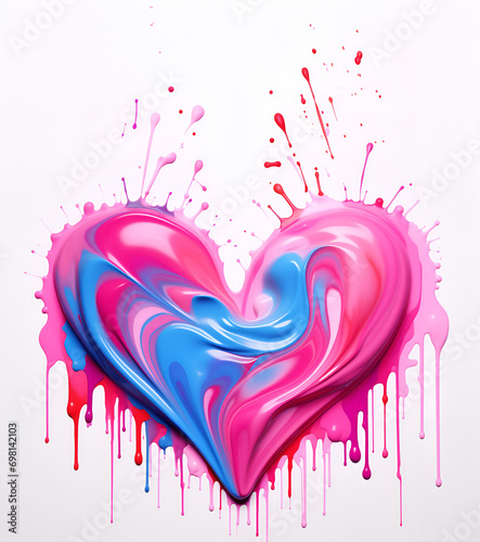 Colorful romantic heart made from splashes