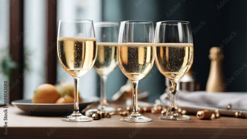 Glasses with champagne. The scene of the party. Glasses with champagne. The scene of the party.