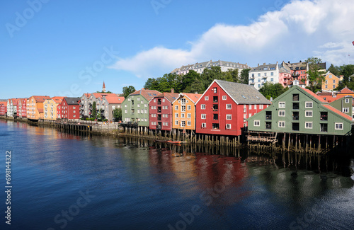 colored house on the river in Trondheim  norway