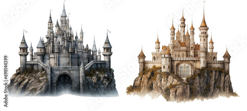 Set of Castle on white background