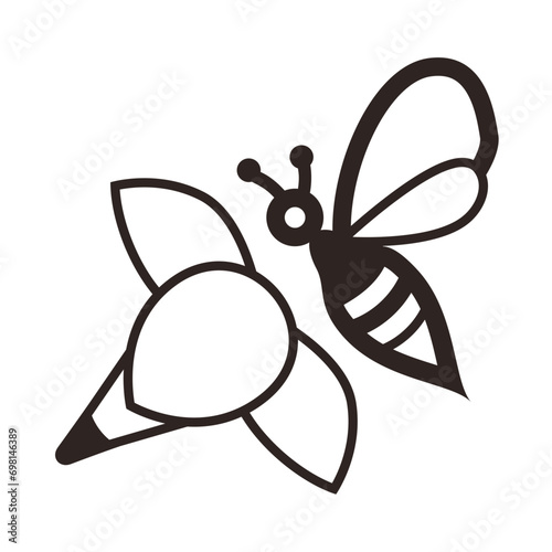 Bee and Jasmine Flower - Outline