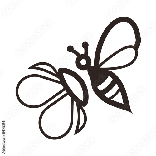 Bee and Daisy Flower - Outline