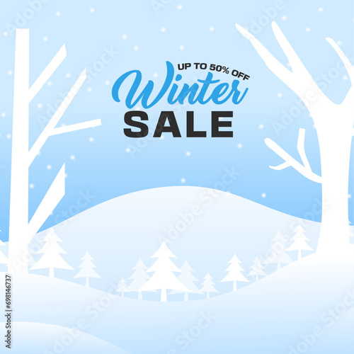 winter sale social media post design template