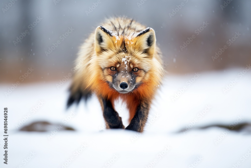 fox with contrasting orange coat in snow