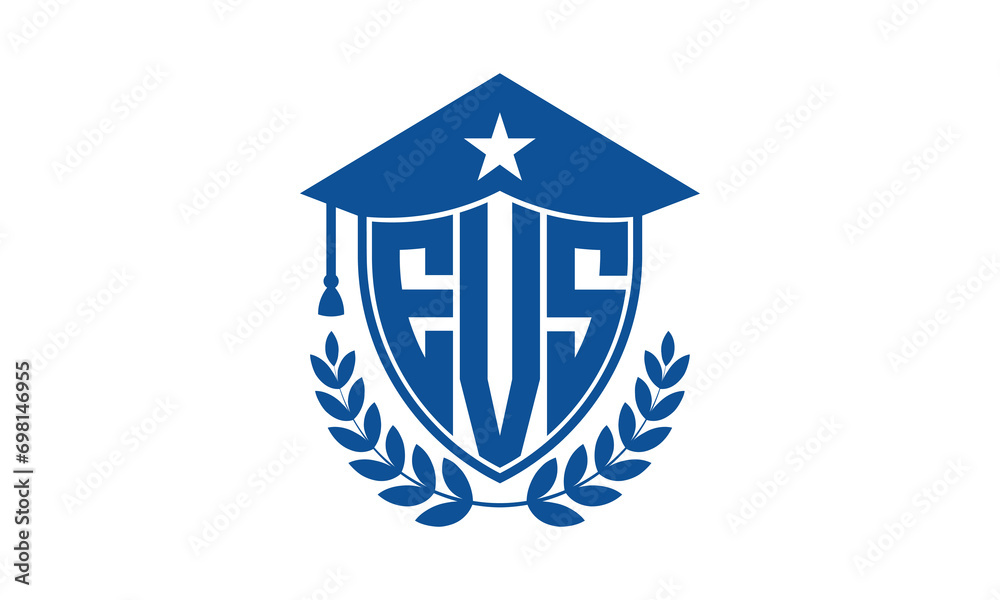 EVS three letter iconic academic logo design vector template. monogram, abstract, school, college, university, graduation cap symbol logo, shield, model, institute, educational, coaching canter, tech EVS three letter iconic academic logo design vector template. monogram, abstract, school, college, university, graduation cap symbol logo, shield, model, institute, educational, coaching canter, tech