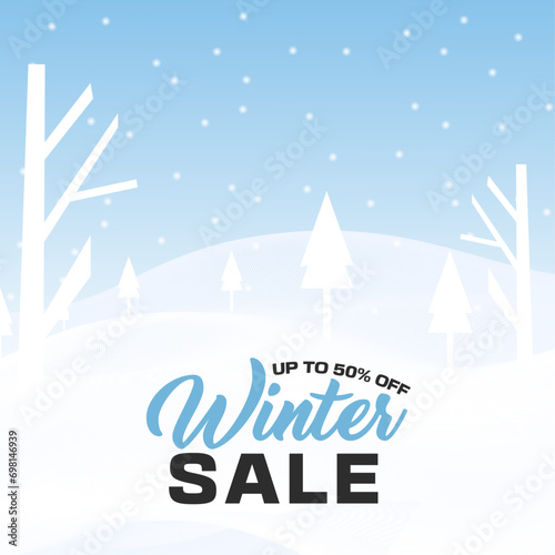 winter sale social media post design template