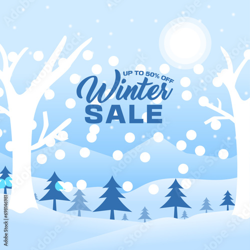 winter sale social media post design template