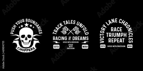 Motorcycle badges club emblems tshirt design Retro  Racing Typography Graphics