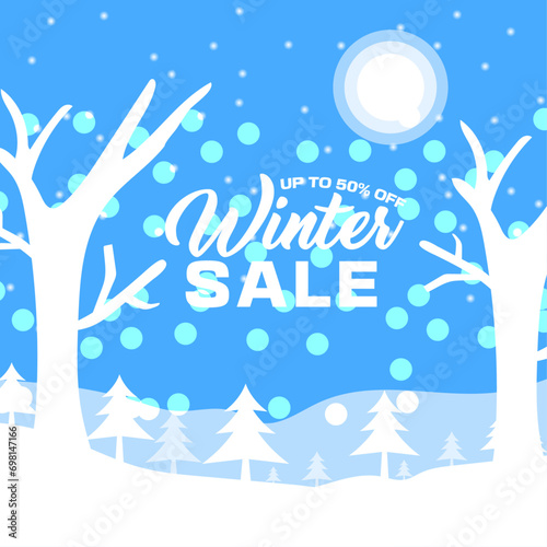 winter sale social media post design template