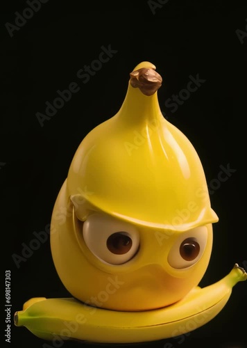 yellow banana isolated on black background