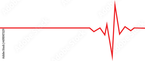 Red heart pulse rate line on transparent white background. ECG or EKG Vector illustration