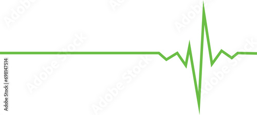Green color cardiograph pulse line on white background. Vector illustration