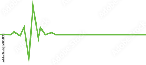Green heart pulse rate line on transparent white background. Vector illustration