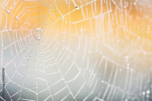 icy spider web on frosted glass