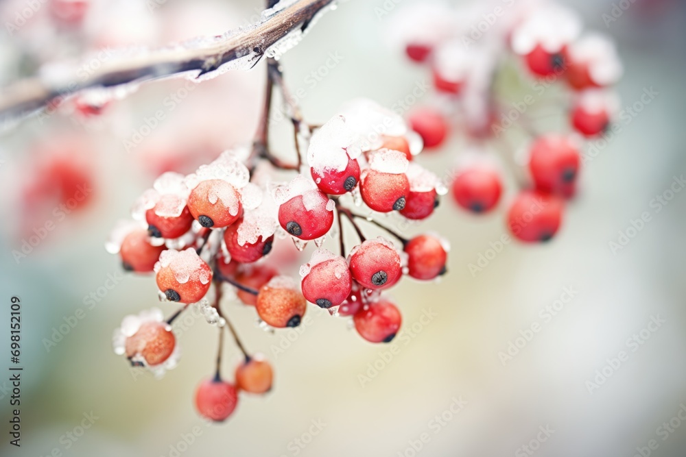 ice crystals surrounding a viburnum berry ice crystals surrounding a viburnum berry