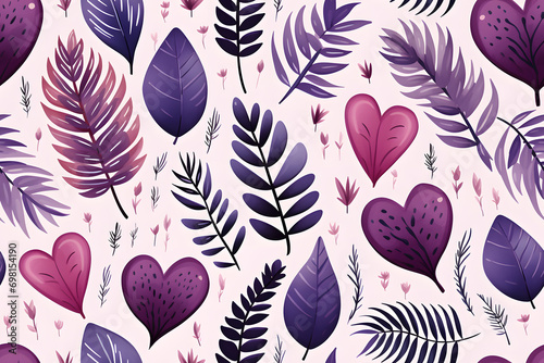 Seamless festive design pattern for valentine's day with flowers and floral elements. Floral wrapper or background for holiday card.